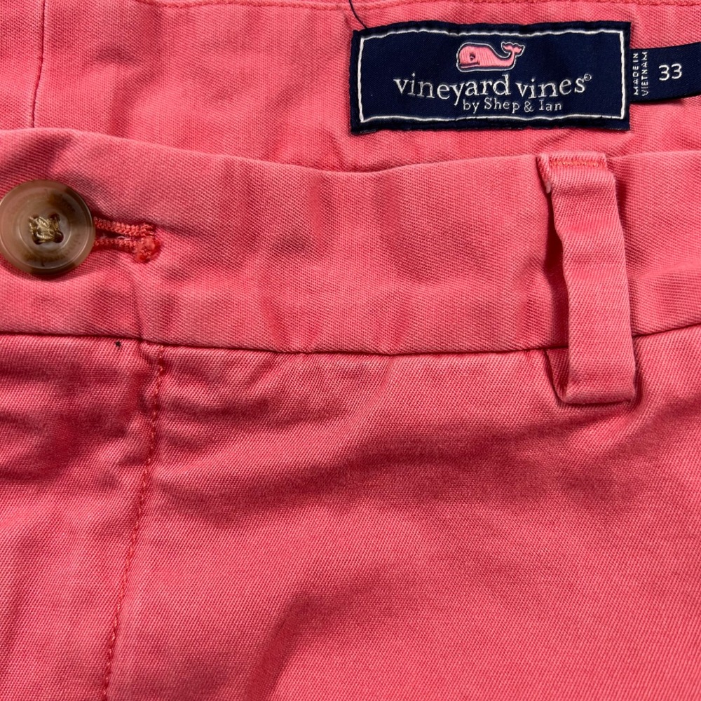 Vineyard Vines Breaker Chino Shorts Mens 33 Salmon Coral Pink Stretch Flat Front - Picture 2 of 15